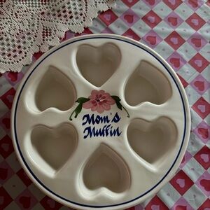 Clay Design Heart-Shaped Muffin Pan with Floral Design